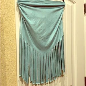Turquoise fringe skirt
